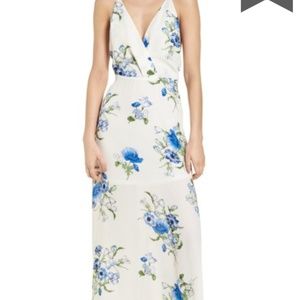 Lush Size S Surplice Neck Ivory Floral Maxi Dress